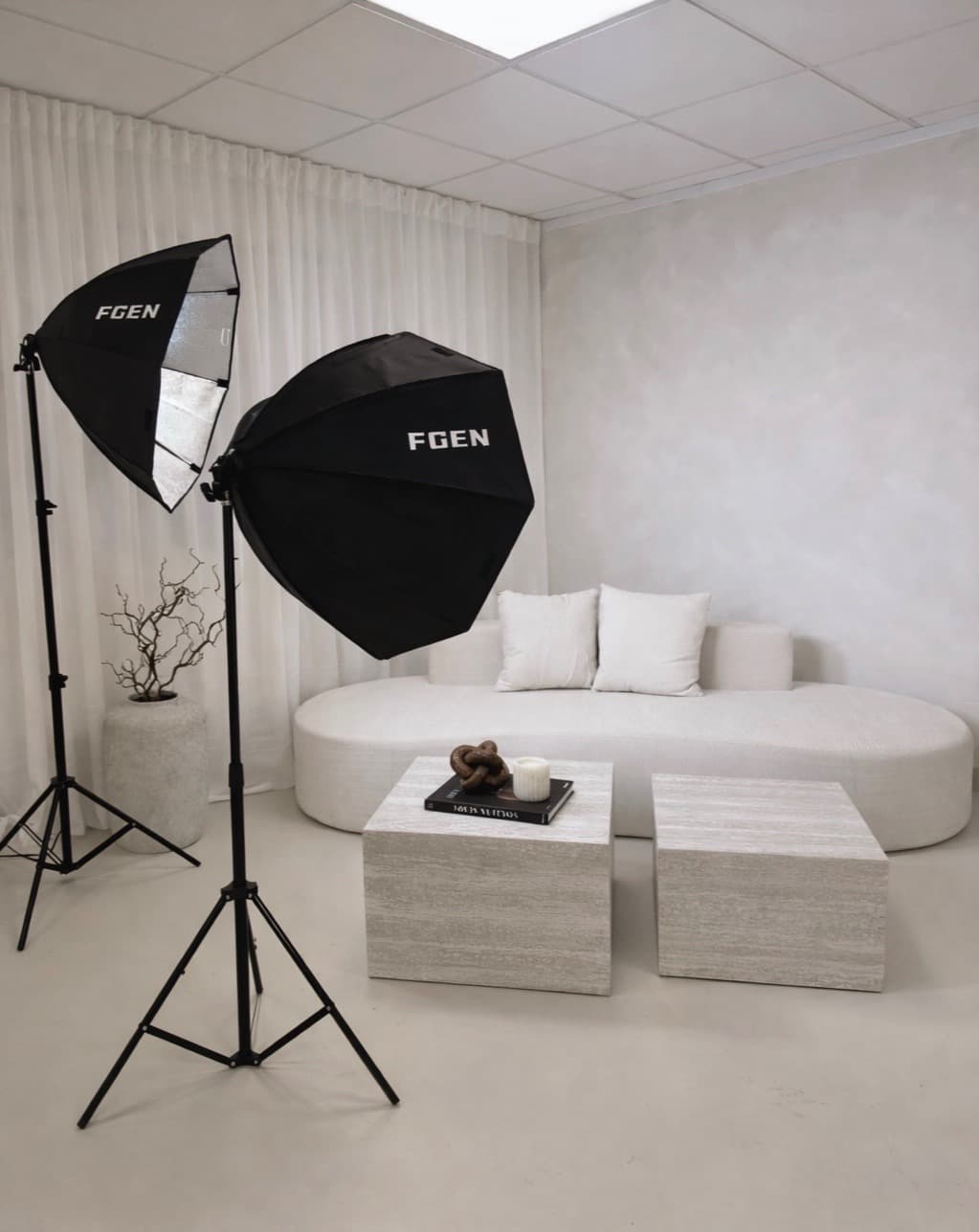 Softbox lighting set up for a branded shoot