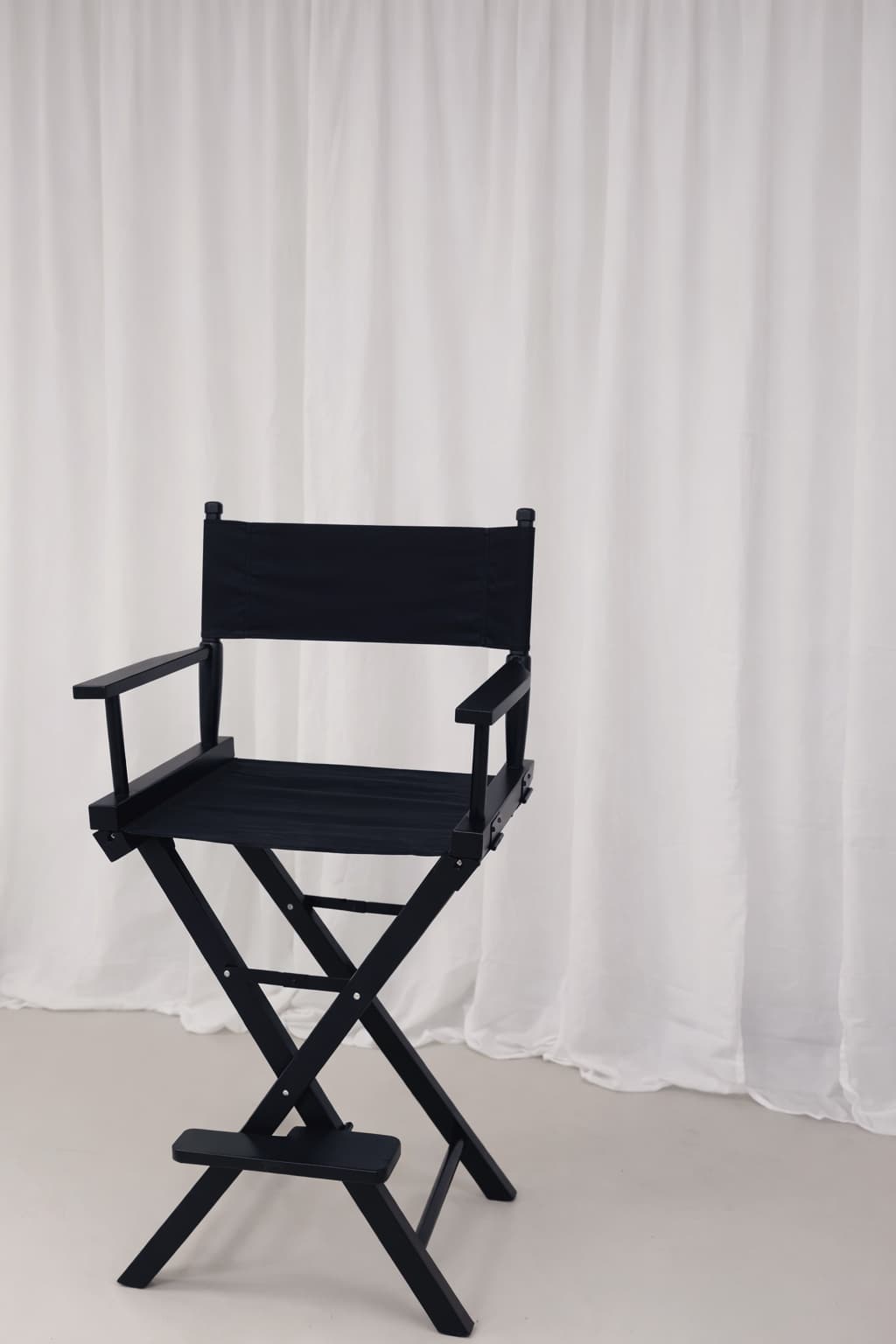 Director's chair set up on the studio floor